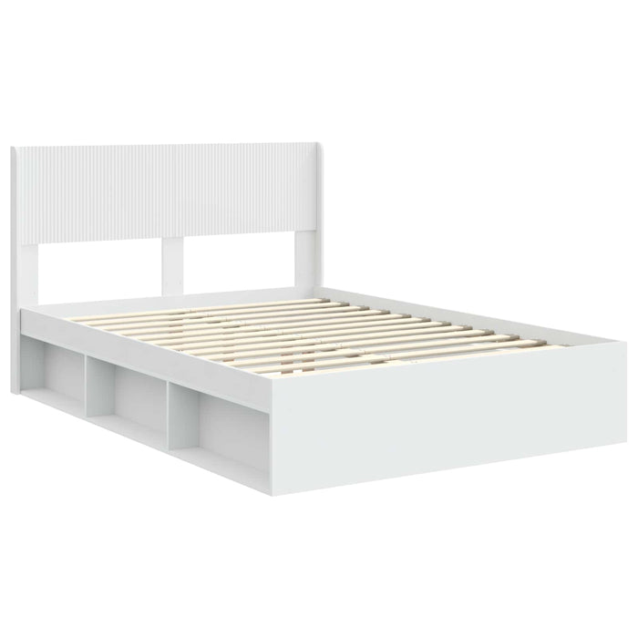 Cadru de pat cu depozitare și tăblie Alb 140 x 190 cm - WALTI WALTI