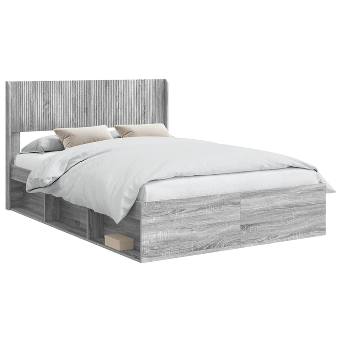 Cadru de pat cu depozitare și tăblie Sonoma gri 140 x 190 cm - WALTI WALTI