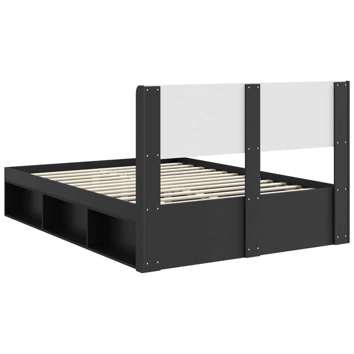 Cadru de pat cu depozitare și tăblie Negru 135 x 190 cm WALTI