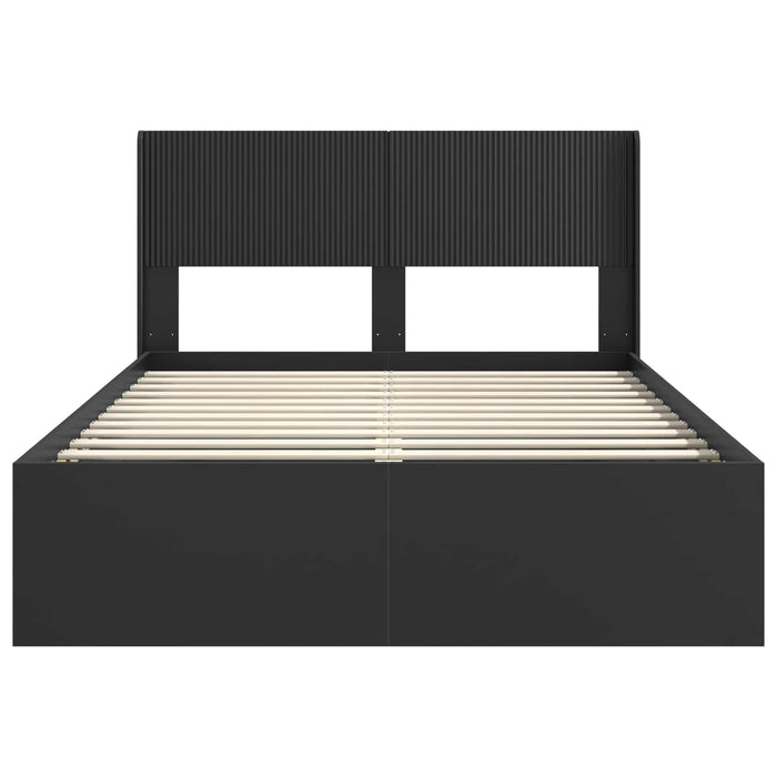 Cadru de pat cu depozitare și tăblie Negru 135 x 190 cm WALTI