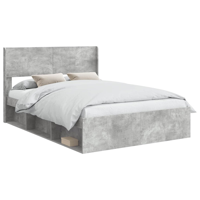 Cadru de pat cu depozitare și tăblie Gri Beton 120 x 190 cm - WALTI WALTI