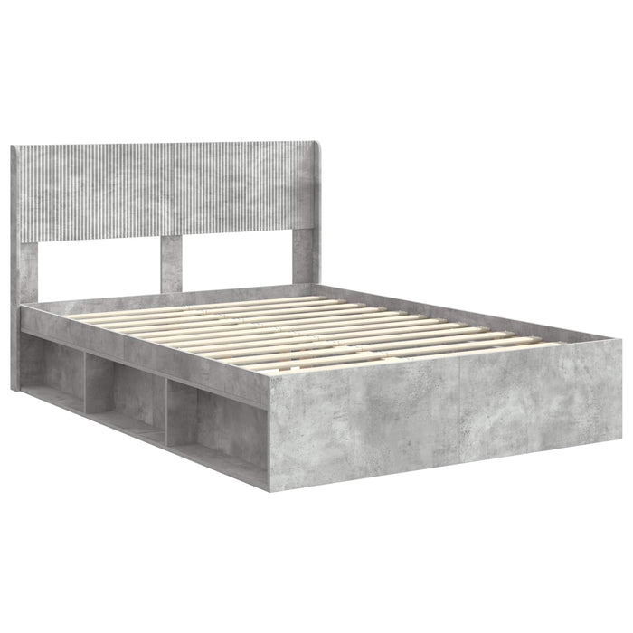 Cadru de pat cu depozitare și tăblie Gri Beton 120 x 190 cm - WALTI WALTI