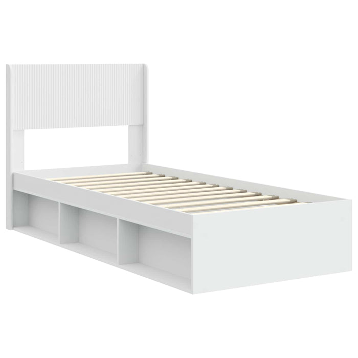 Cadru de pat cu depozitare și tăblie Alb 100 x 200 cm - WALTI WALTI