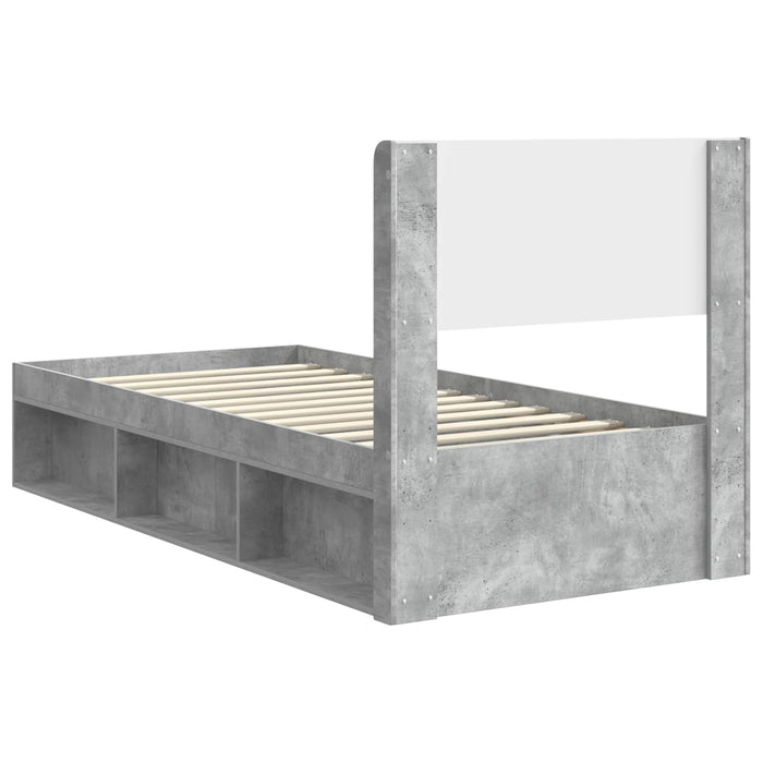 Cadru de pat cu depozitare și tăblie Gri Beton 100 x 200 cm - WALTI WALTI