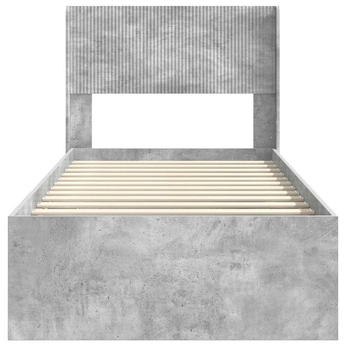 Cadru de pat cu depozitare și tăblie Gri Beton 100 x 200 cm - WALTI WALTI