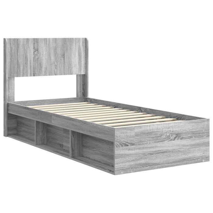 Cadru de pat cu depozitare și tăblie Sonoma gri 100 x 200 cm - WALTI WALTI