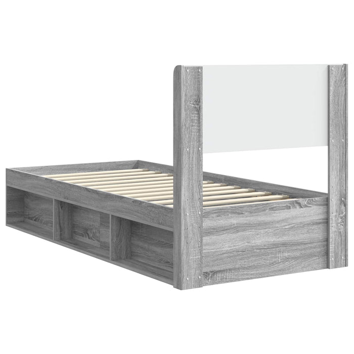 Cadru de pat cu depozitare și tăblie Sonoma gri 100 x 200 cm - WALTI WALTI