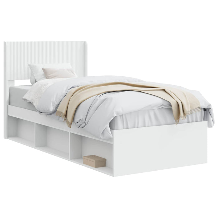 Cadru de pat cu depozitare și tăblie Alb 90 x 200 cm - WALTI WALTI