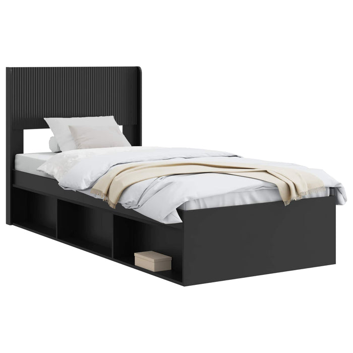 Cadru de pat cu depozitare și tăblie Negru 75 x 190 cm - WALTI WALTI