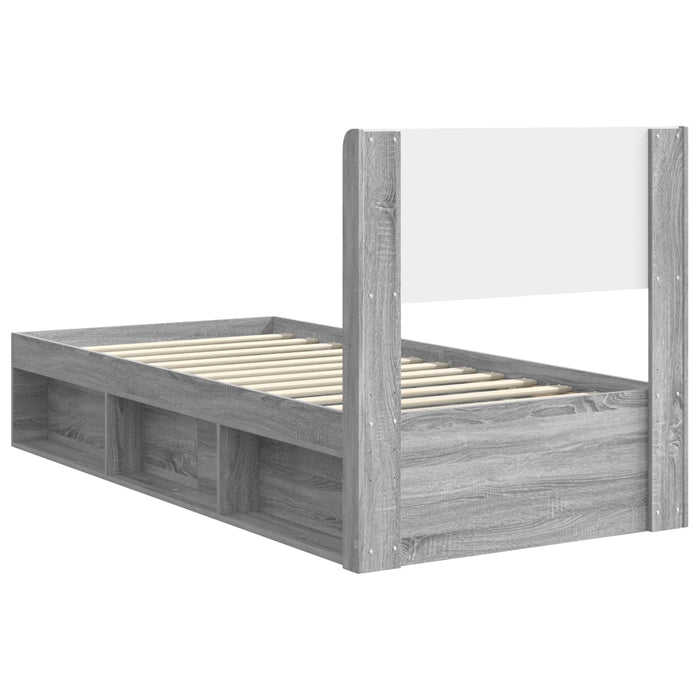 Cadru de pat cu depozitare și tăblie Sonoma gri 75 x 190 cm - WALTI WALTI