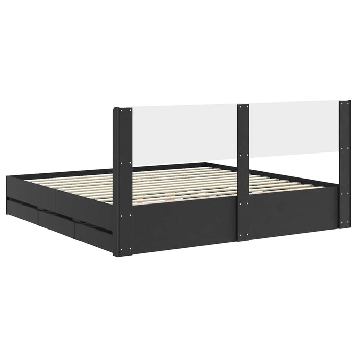 Cadru de pat cu depozitare și tăblie Negru 200 x 200 cm WALTI