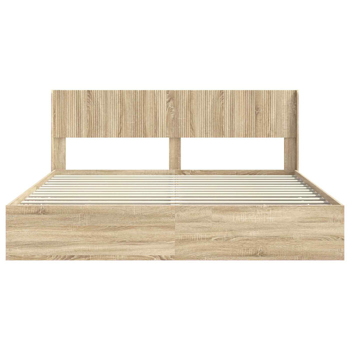 Cadru de pat cu depozitare și tăblie Stejar Sonoma 200 x 200 cm WALTI