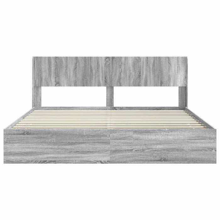 Cadru de pat cu depozitare și tăblie Sonoma gri 200 x 200 cm WALTI