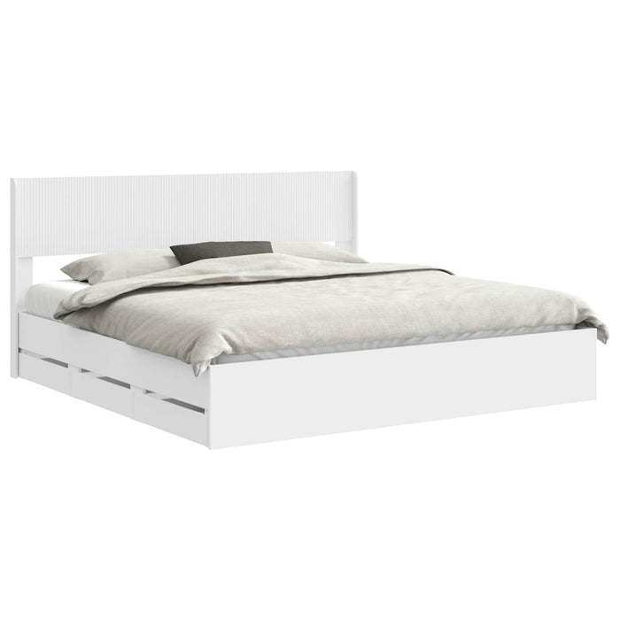 Cadru de pat cu depozitare și tăblie cu sertar Alb 180 x 200 cm WALTI