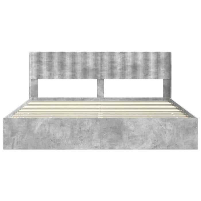 Cadru de pat cu depozitare și tăblie Gri Beton 180 x 200 cm WALTI