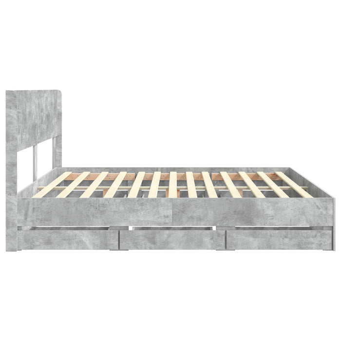 Cadru de pat cu depozitare și tăblie Gri Beton 180 x 200 cm WALTI