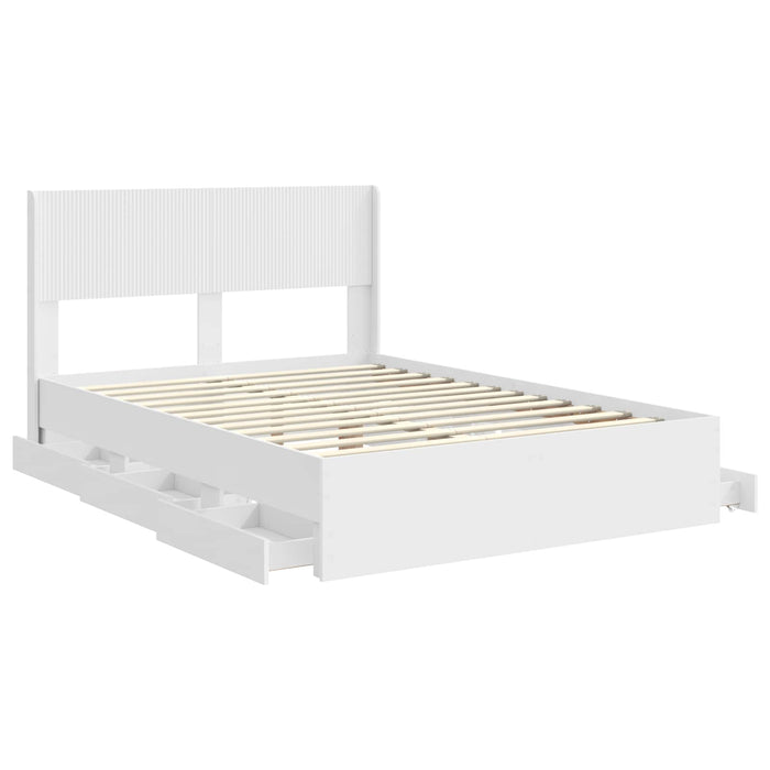 Cadru de pat cu depozitare și tăblie cu sertar Alb 150 x 200 cm WALTI