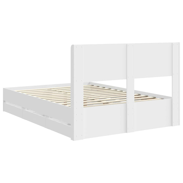 Cadru de pat cu depozitare și tăblie cu sertar Alb 150 x 200 cm WALTI