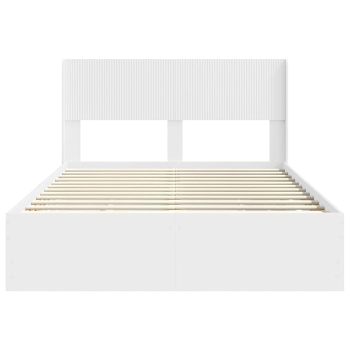 Cadru de pat cu depozitare și tăblie cu sertar Alb 150 x 200 cm WALTI