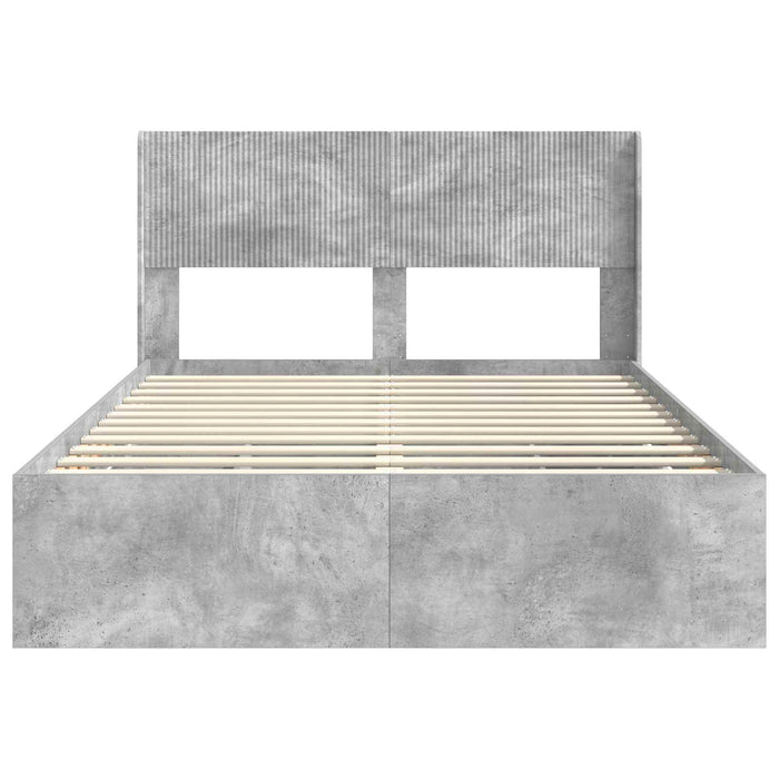Cadru de pat cu depozitare și tăblie Gri Beton 150 x 200 cm WALTI