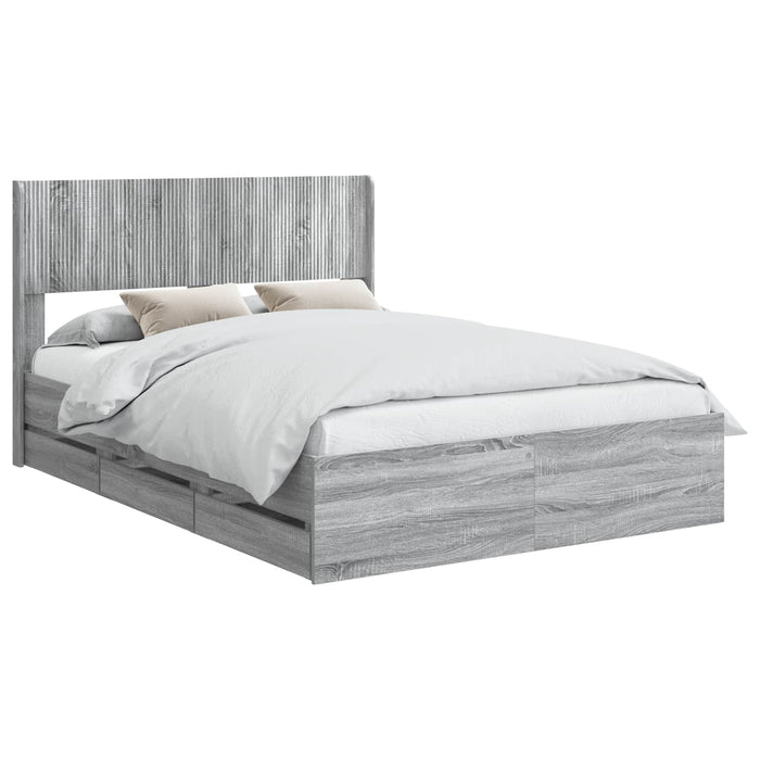 Cadru de pat cu depozitare și tăblie Sonoma gri 140 x 190 cm WALTI