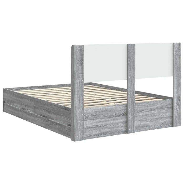 Cadru de pat cu depozitare și tăblie Sonoma gri 120 x 190 cm WALTI