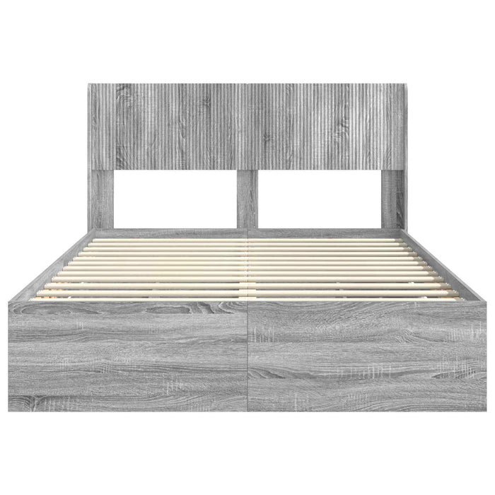 Cadru de pat cu depozitare și tăblie Sonoma gri 120 x 190 cm WALTI