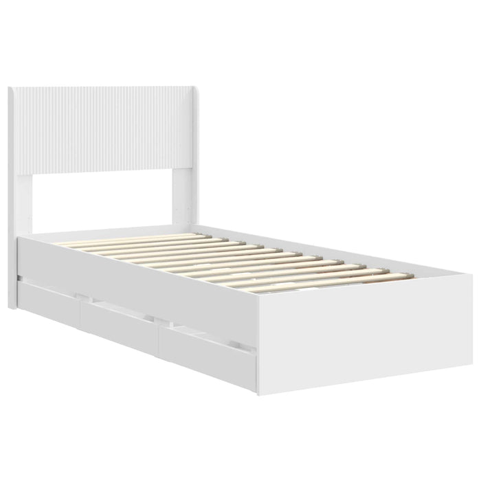 Cadru de pat cu depozitare și tăblie cu sertar Alb 100 x 200 cm WALTI