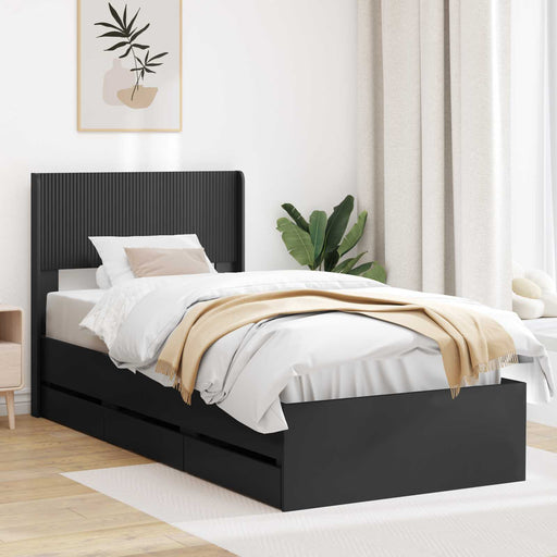 Cadru de pat cu depozitare și tăblie Negru 100 x 200 cm - WALTI WALTI