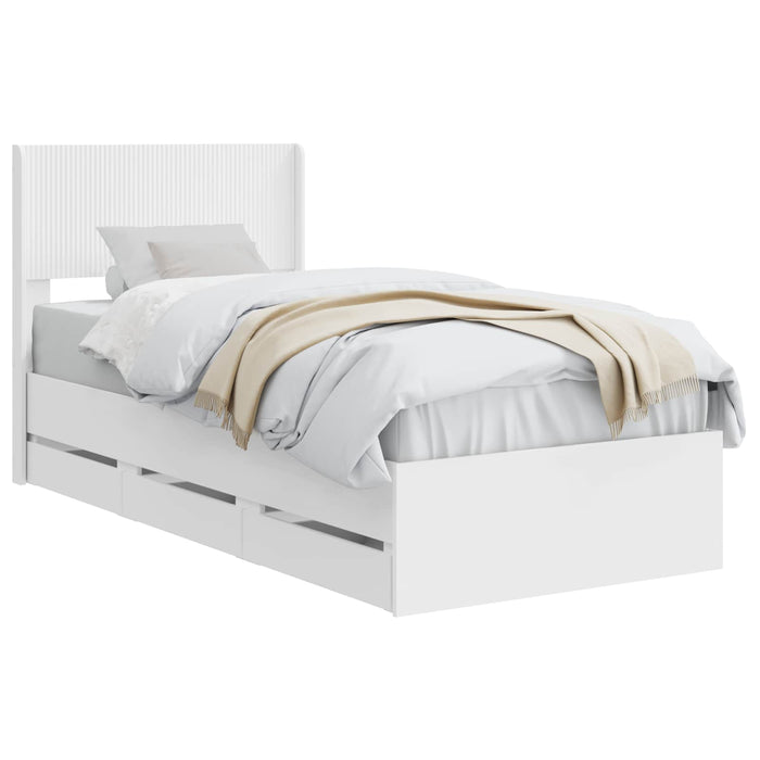 Cadru de pat cu depozitare și tăblie cu sertar Alb 90 x 200 cm WALTI