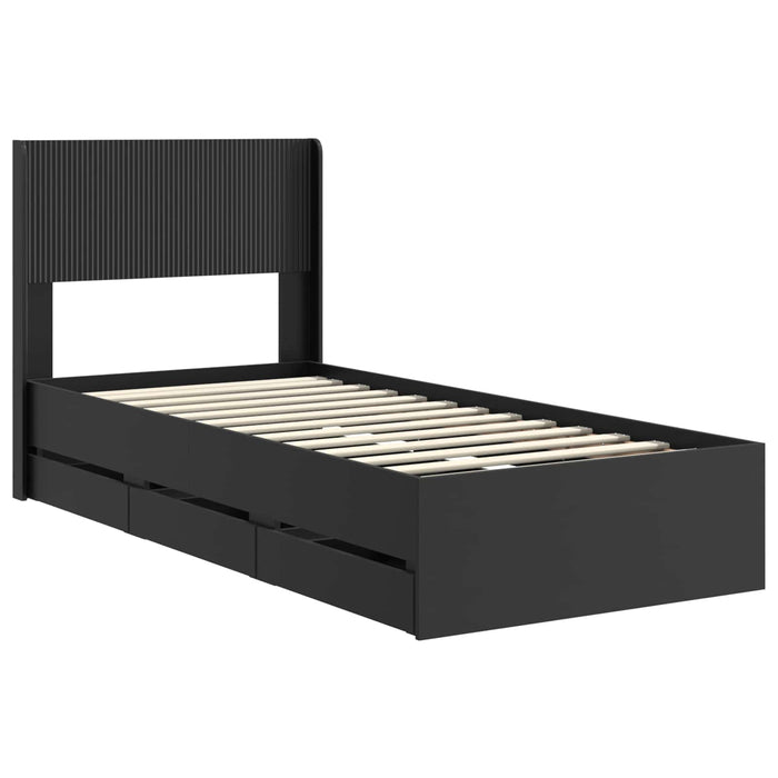 Cadru de pat cu depozitare și tăblie Negru 90 x 200 cm WALTI
