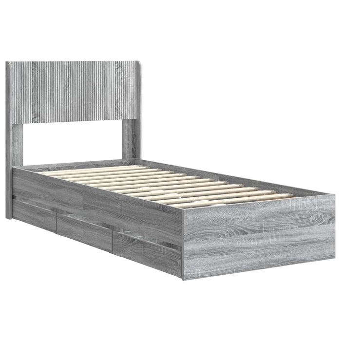 Cadru de pat cu depozitare și tăblie Sonoma gri 90 x 200 cm WALTI