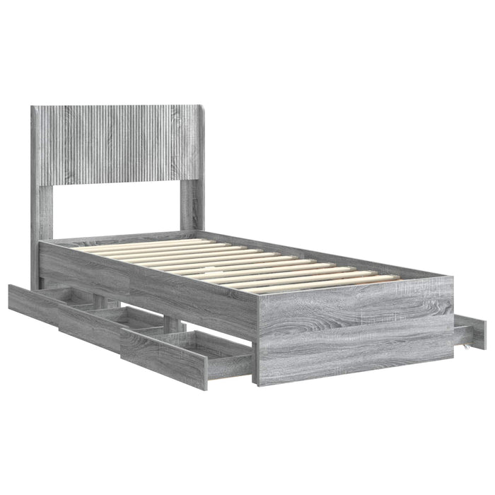Cadru de pat cu depozitare și tăblie Sonoma gri 90 x 200 cm WALTI