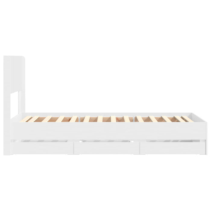 Cadru de pat cu depozitare și tăblie cu sertar Alb 90 x 190 cm WALTI
