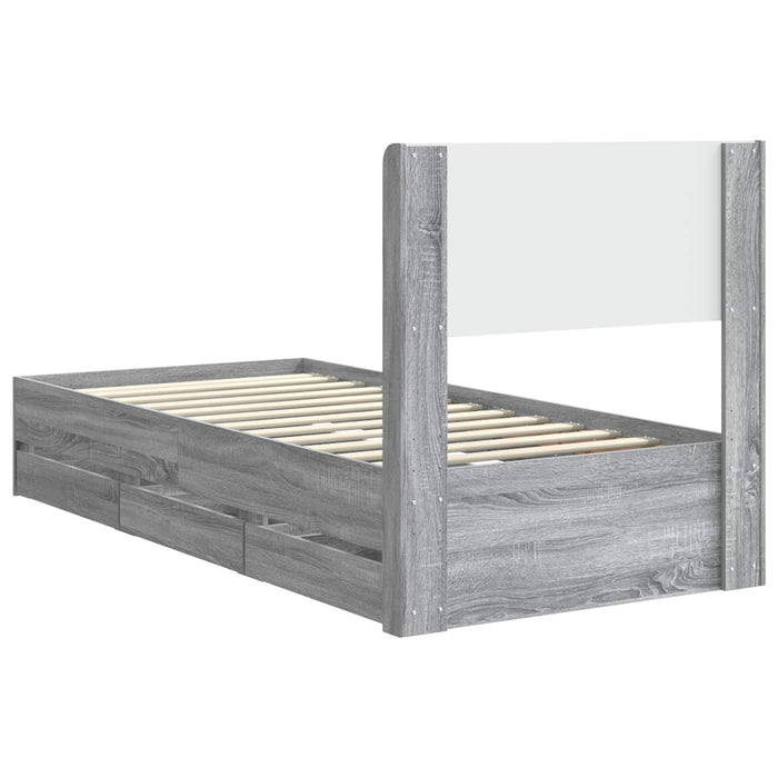 Cadru de pat cu depozitare și tăblie Sonoma gri 90 x 190 cm WALTI