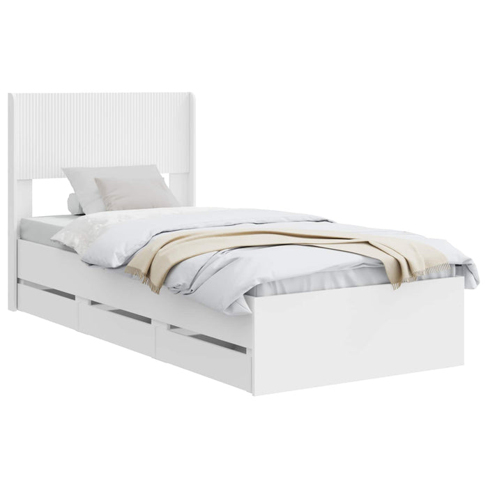 Cadru de pat cu depozitare și tăblie cu sertar Alb 75 x 190 cm WALTI