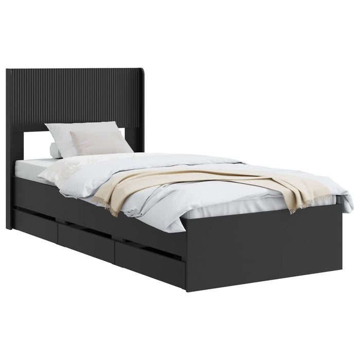 Cadru de pat cu depozitare și tăblie Negru 75 x 190 cm WALTI