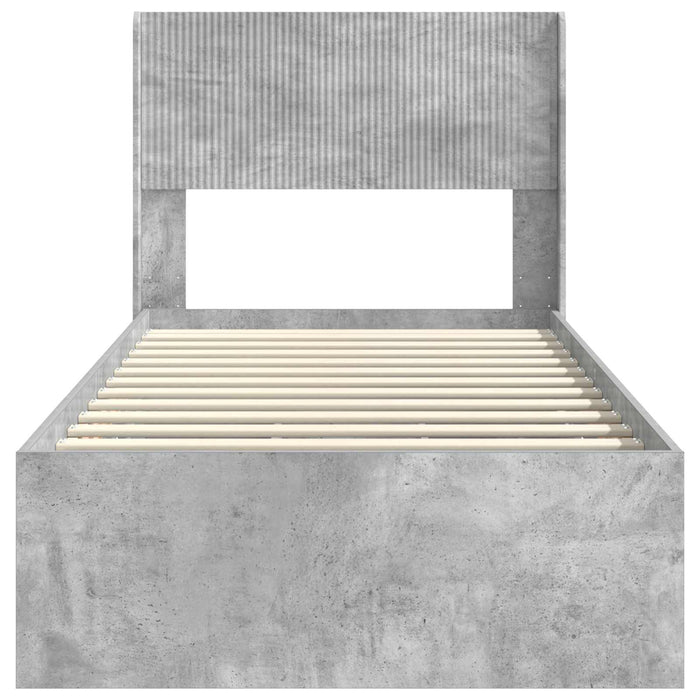 Cadru de pat cu depozitare și tăblie Gri Beton 75 x 190 cm WALTI