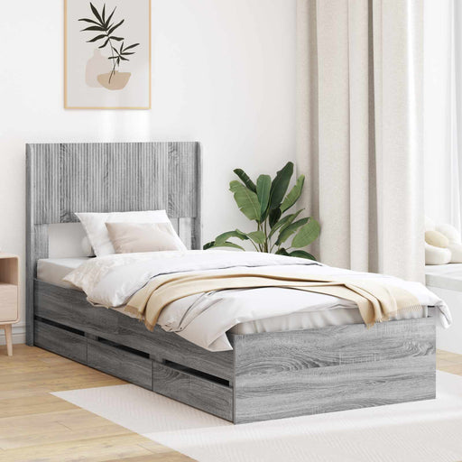 Cadru de pat cu depozitare și tăblie Sonoma gri 75 x 190 cm - WALTI WALTI