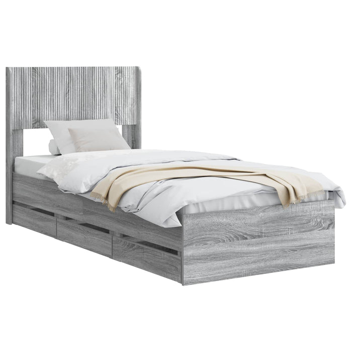 Cadru de pat cu depozitare și tăblie Sonoma gri 75 x 190 cm WALTI