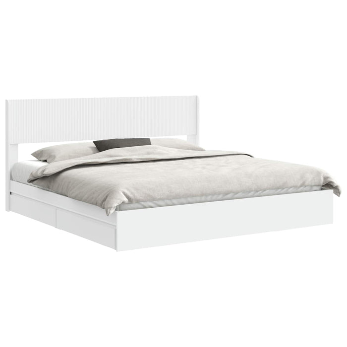 Cadru de pat cu depozitare și tăblie Alb 200 x 200 cm WALTI