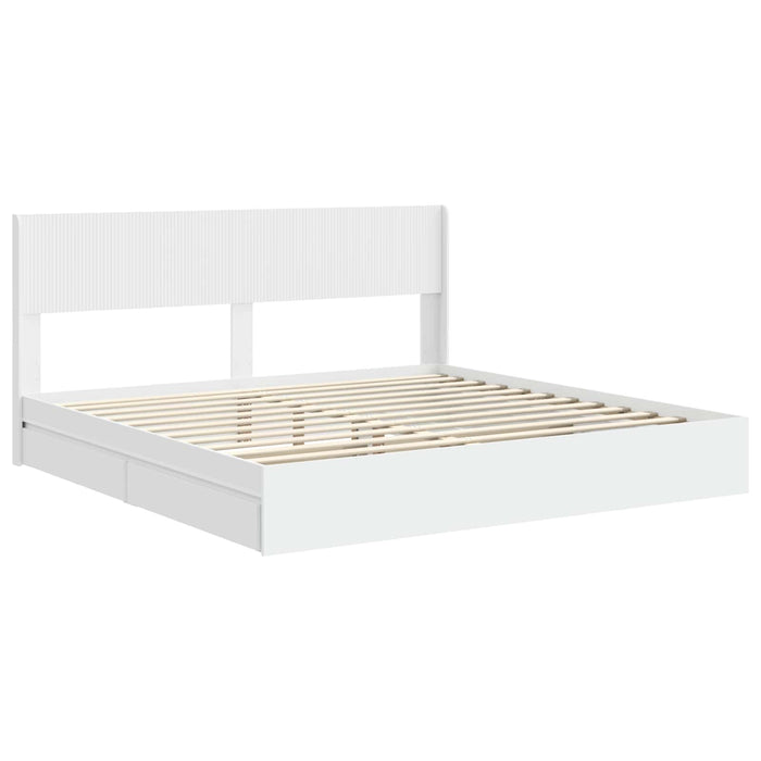 Cadru de pat cu depozitare și tăblie Alb 200 x 200 cm WALTI