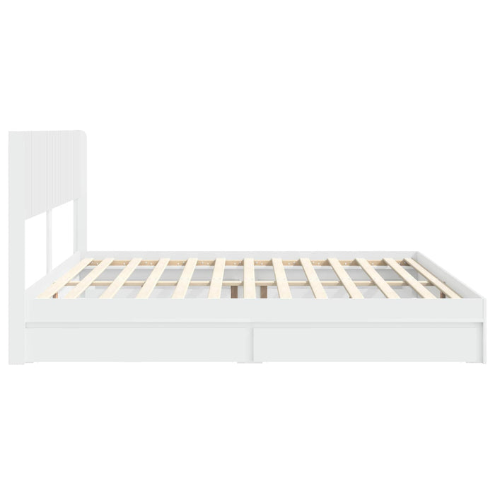 Cadru de pat cu depozitare și tăblie Alb 200 x 200 cm WALTI