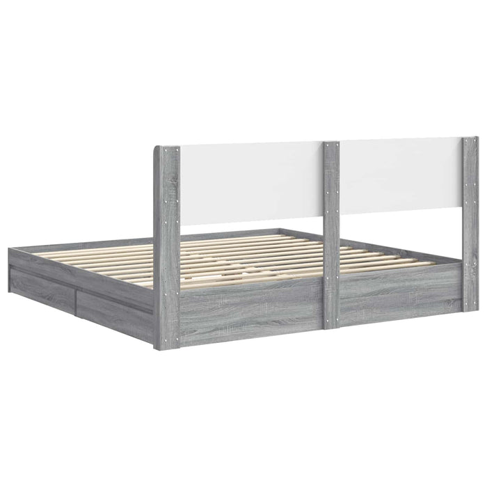 Cadru de pat cu depozitare și tăblie Sonoma gri 180 x 200 cm - WALTI WALTI
