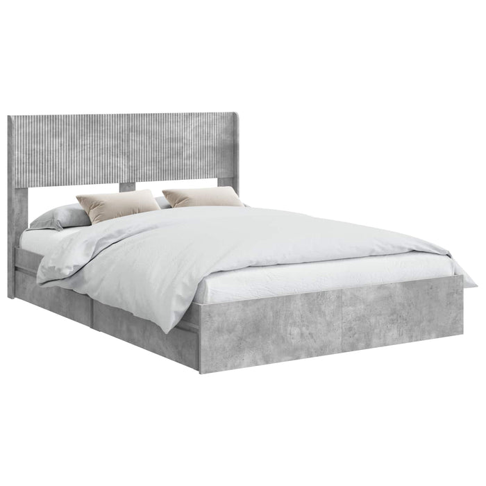 Cadru de pat cu depozitare și tăblie Gri Beton 150 x 200 cm - WALTI WALTI