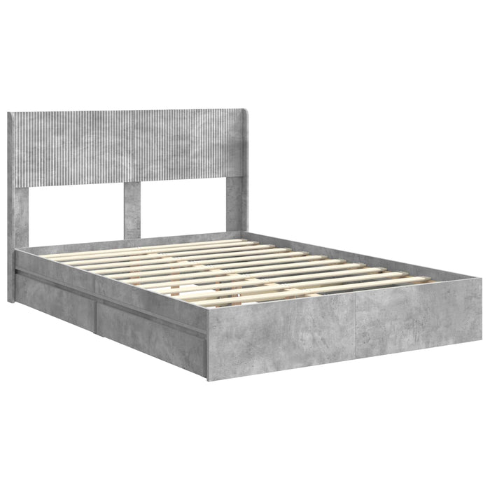 Cadru de pat cu depozitare și tăblie Gri Beton 150 x 200 cm - WALTI WALTI