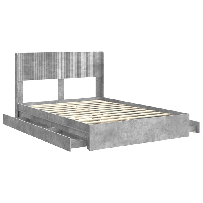 Cadru de pat cu depozitare și tăblie Gri Beton 150 x 200 cm - WALTI WALTI