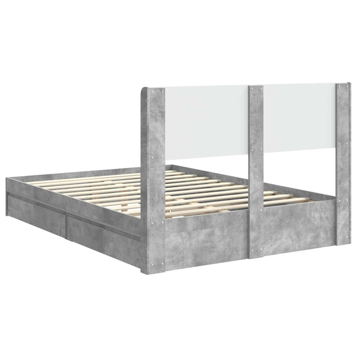 Cadru de pat cu depozitare și tăblie Gri Beton 150 x 200 cm - WALTI WALTI