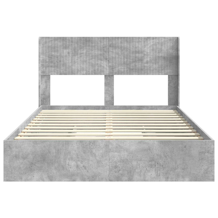 Cadru de pat cu depozitare și tăblie Gri Beton 150 x 200 cm - WALTI WALTI