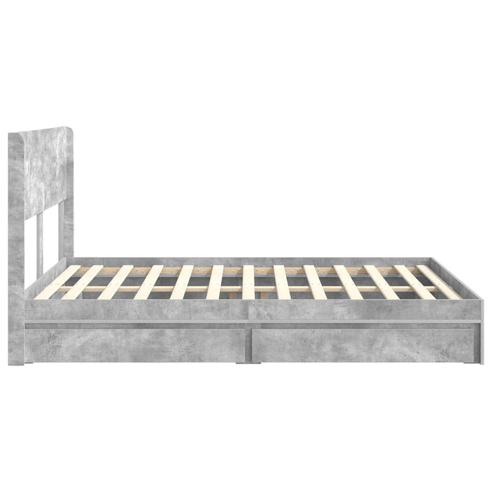 Cadru de pat cu depozitare și tăblie Gri Beton 150 x 200 cm - WALTI WALTI